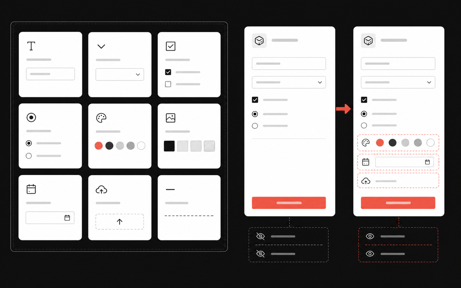 Custom field library and conditional logic interface